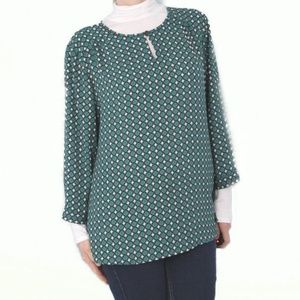 Van Heusen Long Sleeve Crew Neck Blouse Top Teal L